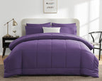 CozyLux King Size Comforter Set Purple, 7 Pieces Bed in a Bag, Purple Comforter King Size, All Season Bedding Sets with Stitch Quilted Comforter, Flat Sheet, Fitted Sheet, Pillowcases