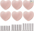Ceramic Drawer Knobs Heart Shape Cabinet Dresser Pulls Handles with 3 Sized Screws, Kitchen Furniture Knobs for Closet Cupboard Wardrobe (6, Powder Pink)