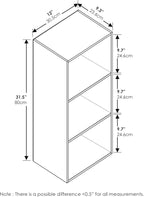 Furinno LUDER Book Shelf, 3-Cube Bookshelf, Bookcase, 9.3" x 12" x 31.5", for Living Room, Bedroom, Home Office, White/Green