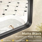 24x36 Inch Black Framed Mirror for Wall, Matte Black Bathroom Rectangle Mirror, Rounded Corner, Anti-Rust (Horizontal/Vertical)