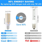 E12 LED Bulb Dimmable 7W Equivalent to 60W Halogen Bulb, Warm White 3000K T6 C7 E12 Candelabra Bulb 60 Watt for Ceiling Fan, Chandelier Lighting, AC120V Kx-2000 Bulbrite Replacement (6 Pack)