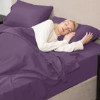 Mejoroom Queen Sheet Set - Hotel Luxury Sheets & Pillowcase Sets - Extra Soft Bed Sheets - Deep Pocket Fitted Sheet, Breathable, Wrinkle & Fade Resistant - 4 Piece (Queen, Purple)