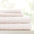 Linen Market Double-Brushed Patterned Microfiber California King Sheet Set 4 Piece – Oeko-TEX Certified Ultra Soft & Wrinkle-Free - 16" Deep Pocket Sheets Easy Care Cal-King Size - Classic in Pink