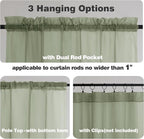 Chyhomenyc Sheer Window Curtains 144 inch Extra Long 2PCS, Airy Scarf Drapes Rod Pocket Window Treatments for Christmas/Wedding/Living Room/Anniversary, 12FT L, 42Wx144L, Sage Green