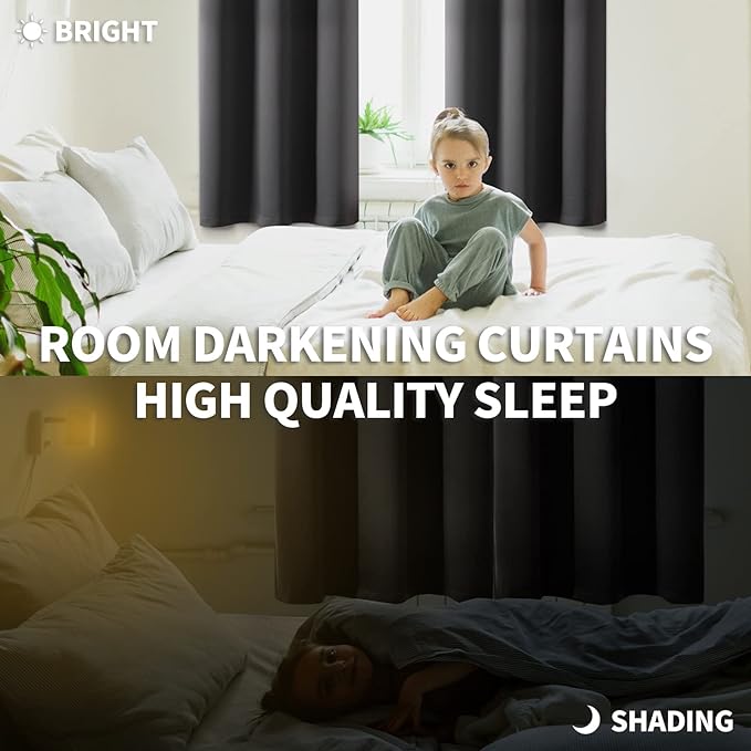 BGment Blackout Curtains for Living Room - Grommet Thermal Insulated Room Darkening Curtains for Bedroom, 2 Panels of 52 x 95 Inch, Dark Grey