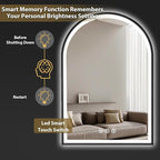 24x36 Inch Led Mirrors for Bathroom, Arch Vanity Mirror with Lights, Wall-Mounted Mirror with Bluetooth Speaker, Anti-Fog, Memory Function, 3 Color Temperature, Dimmable