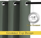 NICETOWN Blackout Bedroom Curtains 66 inches Long, Grommet Light Reducing Thermal Window Treatments Solid Room Darkening for Living Room, Set of 2, W66 x L66, Dark Mallard