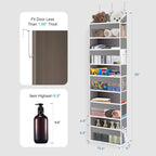 Over The Door Organizer Closet,5 Bins 10 Side Pockets,Hanging Organizer,Anti Tilt 44 lbs Load Organizers and Storage with Clear Window for Bedroom,Nursery,Rv,Bathroom,Camper(Light Grey)