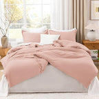 Litanika Pink Queen Size Comforter Set, 3 Pieces Blush Plain Bedding Comforter Set, All Season Bed Set (90x90In Comforter & 2 Pillowcases)