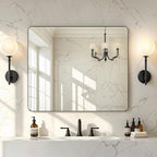 Kosmonia 36x30 Bathroom Vanity Mirror for Wall, Aluminum Framed, Farmhouse Rectangle, Anti-Rust, HD Reflection Anti-Desilvering, Distortion Free, Tempered and Shatter-Proof Wall Mounted Mirror, Black