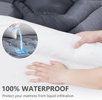 Twin XL Mattress Pad Waterproof, Soft Cooling Mattress Topper for College Dorm, Extra Long Twin Mattress Cover Protector Washable, Deep Pocket 8-21" (39x80 inch, Grey)