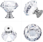 Ravinte Crystal Knobs for Dresser Drawers & Glass Cabinets - Diamond Shaped, 30 mm with Silver Base