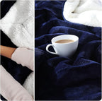 NANPIPER Sherpa Blanket Twin Size for Couch, Warm and Lightweight Throw, Soft Fuzzy Plush Fleece for Winter, Estate Blue 60x80 Inches