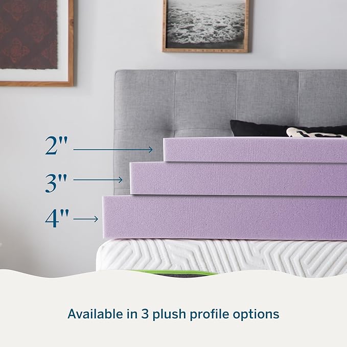 LUCID 4 Inch Lavender Infused Memory Foam Mattress Topper, Twin XL Size – Ventilated Design – Pressure Relieving Bed Topper - Mattress Pad – CertiPur Certified