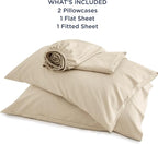 Bedsure Full Size Bed Sheets, Cooling Sheets, Rayon Derived from Bamboo, Breathable & Soft, Deep Pocket Up to 16 Inches, Hotel Luxury Silky Bedding for Hot Sleepers, Beige