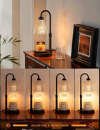 Innqoo Black Crystal Candle Warmer Lamp with Timer, Dimmable Candle Warmer for Jar Candles, Height Adjustable Wax Melts Warmer, Birthday Gifts for Women Mom, House Warming Gifts New Home Decor