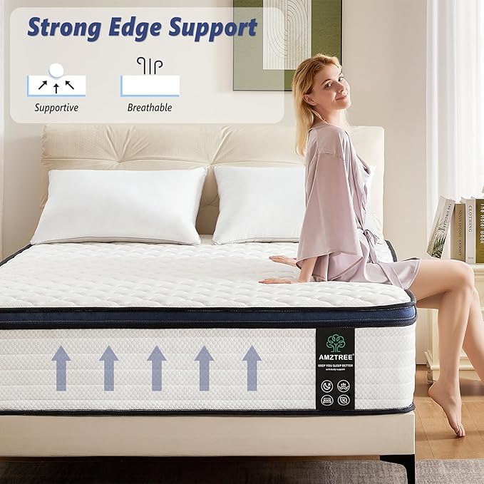 Hybrid Mattress King 14 Inch Mattress King Size - Memory Foam & Pocket Springs, Pressure Relief, Medium Firm Comfort, Motion Isolation, Ideal for All Sleep Positions, CertiPUR-US Certified