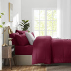 CozyLux Full Size Comforter Sets Burgundy, 7 Pieces Bed in a Bag, Red Comforter Full Size, All Season Bedding Sets with Stitch Quilted Comforter, Flat Sheet, Fitted Sheet, Pillowcases