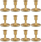 Candlestick Holders Taper Candle Holders, Romadedi Gold Candle Stick Candle Holder for Table Centerpiece, Wedding Reception, Festive Christmas Mantel Decoration or Home Decor, Set of 12