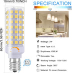 TAIYALOO Dimmable E12 LED Candelabra Bulbs C7, E12 60 Watt Halogen Bulb Equivalent, Natural White 4000K, 120V 630LM T6 7W E12 Chandelier Light Bulbs for Ceiling Fan Pendant Lighting, 3 Pack