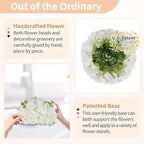 NUPTIO Flower Ball Arrangement Bouquet: 2 Pcs 11.8 inch Diameter White Rose Fake Flowers Balls for Wedding Centerpiece Decorations Artificial Flower Centerpieces for Tables