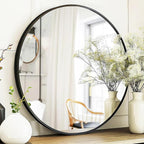 Black Circle Mirror, Round Bathroom Mirror 20 inch, Round Wall Mirror Metal Frame, Circle Mirrors for Bathroom, Vanity, Bedroom, Hallway.