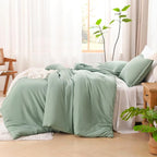 Litanika Oversized King Comforter Set 120x120, 3 Pieces Sage Green Super King Lightweight Solid Bedding Set, All Season Fluffy Bed Set Quilt Blanket