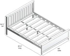 Max & Lily Queen Bed Frame with Slatted Headboard, Solid Wood Platform Bed for Kids, No Box Spring Needed, Easy Assembly, White