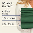 Cal King 6 Piece Sheet Set - Comfy Breathable & Cooling - Ultra-Soft Hotel Luxury Bedding Set w/ 8-16 Inch Deep Pockets - 1 Flat & 1 Fitted Sheet & 4 Pillowcases - Wrinkle Free & Easy Care - Emerald