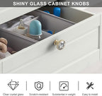 Alzassbg 10 Pack Clear Crystal with Gold Base Cabinet Knobs, 1-3/8 Inch (35mm) Diameter Cabinet Hardware Round Crystal Knobs for Drawers AL1011