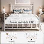 SHA CERLIN 14'' Queen Size Metal Platform Bed Frame/Victorian Headboard and Footboard/Steel Slats Mattress Foundation for Storage/No Box Spring Needed/Noise Free/White