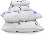RUVANTI Flannel Sheets Full Size - 100% Cotton Double Brushed Bed Sheets Set, Deep Pockets 16 Inches, All Seasons Breathable & Extra Soft Full Sheets, Warm & Cozy, 4 Piece, Puppy Playoff