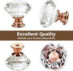 DEELF 12 Packs Kitchen Cabinet Knobs, 30 mm Crystal Cabinet Knobs, Diamond Dresser Handle Drawer Pulls, Dresser Knobs for Cabinets and Drawers, Rose Gold Base