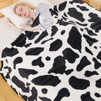 Fleece Cow Print Blanket - Premium Lightweight Anti-Static Bed Cow Throws Soft Cozy Warm Blankets Plush Gift, Bedroom Decor 90" x 108"(Black Cow King)