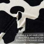 Fleece Cow Print Blanket - Premium Lightweight Anti-Static Bed Cow Throws Soft Cozy Warm Blankets Plush Gift, Bedroom Decor 90" x 108"(Black Cow King)