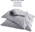 Bedsure Cooling Sheets Twin XL, Rayon Derived from Bamboo, Breathable & Soft Twin XL Sheet Sets, Deep Pocket Up to 16 Inches, Hotel Luxury Silky Dorm Bedding for Hot Sleepers, Silver Grey