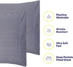 Cal King Size Bed Sheets - 6 Piece 1500 Supreme Deluxe Collection Deep Pocket Ultra Soft California King Sheet Set Bedding - 2 Extra Pillow Cases, California King, Classic Stripe Navy