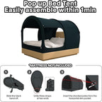 Alvantor Bed Canopy Tents Dream Privacy Space Twin Bunk Bed Sleeping Tents Indoor Pop Up Portable Frame Curtains Breathable Grey Cottage (Mattress Not Included) Reducing Light