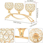 Crystal Tealight Candle Holder Centerpiece Home Decorative Candlestick Holder Elegant Table Centerpiece Home Decor Wedding Party Anniversary (Gold, 3 Arm)