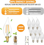 GoBright E12 LED Candelabra Bulbs 60 watt Equivalent, 2700K Soft Warm White Dimmable Chandelier Light Bulbs, 6W 630LM Flame Tip Candle Light Bulbs for Ceiling Fan, Home Decor, 12-Pack