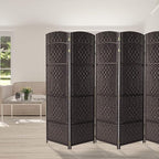 Sorbus Room Divider 6 ft. Tall - Privacy, Wide Double Hinged, Mesh Hand-Woven Design, Folding Screens, Wall Divider for Room Separation, Espresso Brown Wicker, 8 Panel