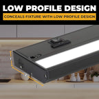 LED Under Cabinet Lighting Hardwired - 3CCT 18 Inch Black Finish - Undercabinet Lights for Kitchen - Linkable Undercounter Dimmable Plug in Light or Hard Wired - Under Counter Fixture Direct Wire