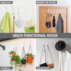 GlazieVault Coat Hooks – Door Hooks (5 Pack) -Heavy Duty Wall Mounted - Premium Design Rust Free Hooks