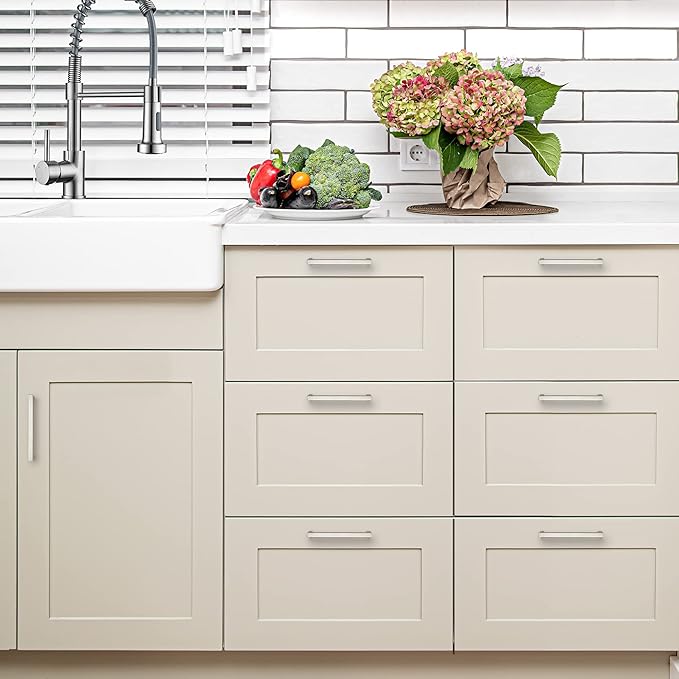 Ravinte 25 Pack 6-1/4 Inch Square Cabinet Handles - Brushed Nickel Pulls, Stainless Steel Drawer Pulls, Kitchen Cabinet Hardware