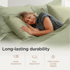 Threadmill California King Size Sheets | 800 Thread Count Jacquard Celine Sage Green | 4 Piece Striped Bed Sheets | Extra Long Staple Cotton Sheet | Luxury Damask Sheets with Elasticized Deep Pocket