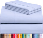 LuxClub 4 PC Sheet Set Bed Sheets Deep Pockets 16" Eco Friendly Wrinkle Free Cooling Machine Washable Hotel Bedding Silky Soft - Sky Blue Queen