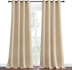 NICETOWN Bedroom Room Darkening Curtains - Triple Weave Microfiber Grommet Top Thermal Insulated Solid Room Darkening Panels/Drapes for Kid's Room (Biscotti Beige, 1 Pair, 55 inches by 96 Inch)
