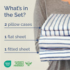 Queen Size 4 Piece Sheet Set - Comfy Breathable & Cooling Bed Sheets Set - Hotel Luxury Bedding for Women, Men, Kids, Teens, Boys & Girls - Deep Pockets, Soft, Wrinkle Free - Oeko-Tex - Blue Stripes 2