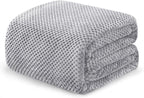 Exclusivo Mezcla Fleece Bed Blanket King Size, Super Soft and Warm Blankets for Couch, Sofa and Bed Waffle Textured, Cozy, Fuzzy and Lightweight (Light Grey, 90x104 Inches)