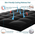 CHOKIT Queen Mattress Topper, Extra Thick Pillow Top Mattress Pad for Back Pain Relief, Cooling Bed Topper Mattress Cover with 8-21 Inch Deep Pocket